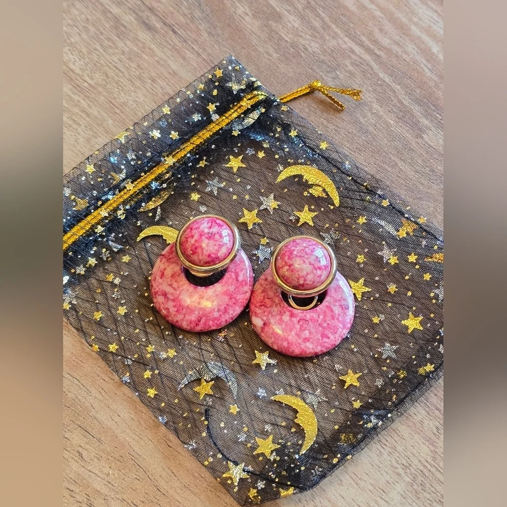 Vintage Pink Thulite Earrings